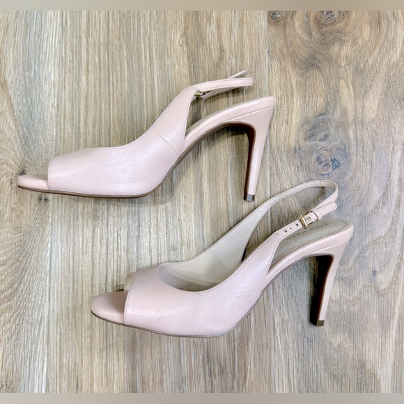 Cole Haan Maya Nude Peep Toe Slingback High Heel Pumps Size 7B - Picture 1 of 6